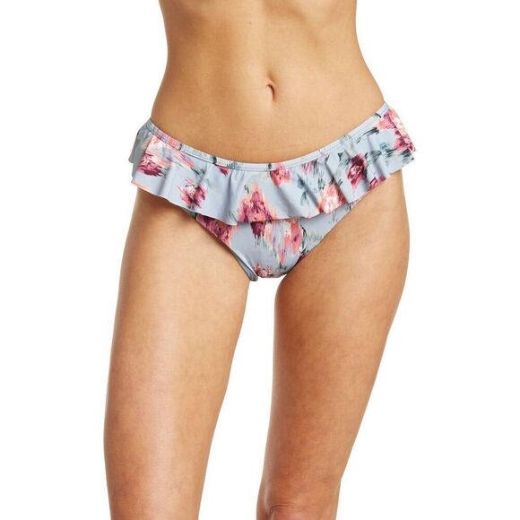 Laundry by Shelli Segal Womens Bikini Bottom  Feeling Rosy Ruffle Hipster Steel - Picture 1 of 4